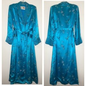 Vintage Peony Brand Silky Robe Turquoise Sm